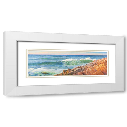 Onde sulla scogliera White Modern Wood Framed Art Print with Double Matting by Galasso, Adriano