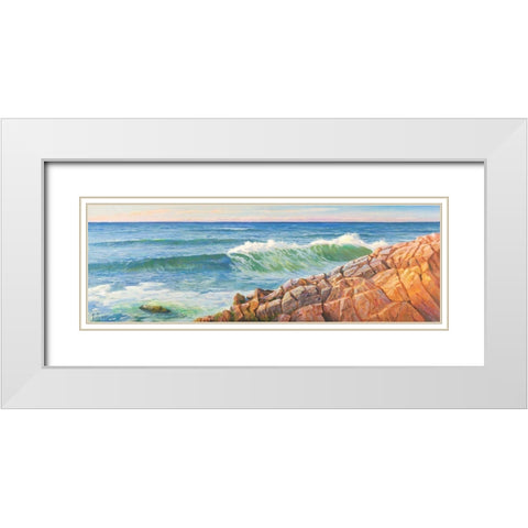Onde sulla scogliera White Modern Wood Framed Art Print with Double Matting by Galasso, Adriano