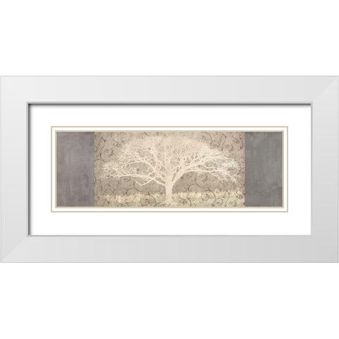 Grey Brocade Panel White Modern Wood Framed Art Print with Double Matting by Aprile, Alessio