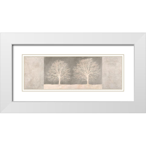 Trees on Grey panel White Modern Wood Framed Art Print with Double Matting by Aprile, Alessio