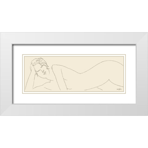 Nu allonge White Modern Wood Framed Art Print with Double Matting by Modigliani, Amedeo