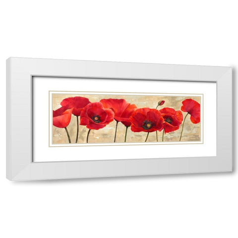 Red Poppies White Modern Wood Framed Art Print with Double Matting by Ann, Cynthia