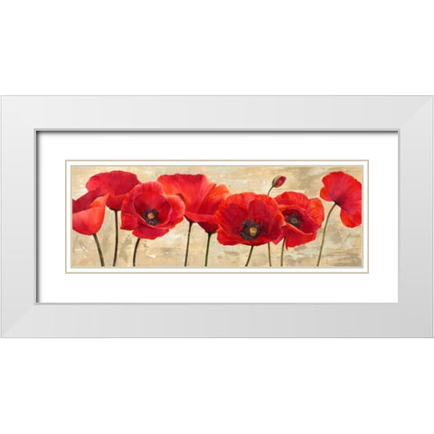 Red Poppies White Modern Wood Framed Art Print with Double Matting by Ann, Cynthia