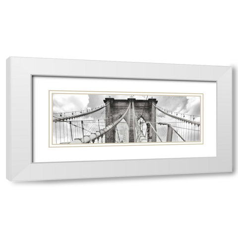 Morning on Brooklyn Bridge, NYC White Modern Wood Framed Art Print with Double Matting by Anonymous