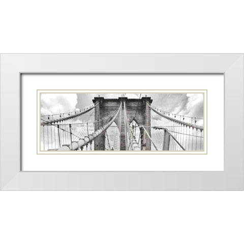 Morning on Brooklyn Bridge, NYC White Modern Wood Framed Art Print with Double Matting by Anonymous