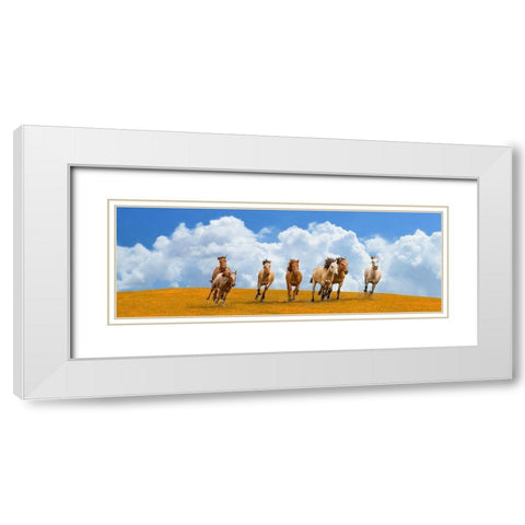 Herd of wild horses (detail) White Modern Wood Framed Art Print with Double Matting by Pangea Images