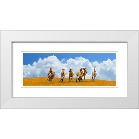Herd of wild horses (detail) White Modern Wood Framed Art Print with Double Matting by Pangea Images