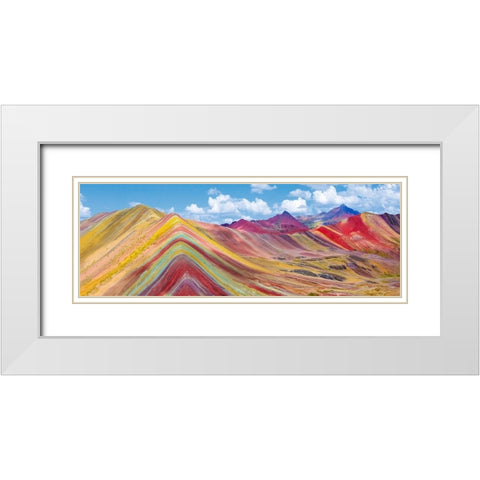 Vinicunca Rainbow Mountain, Peru White Modern Wood Framed Art Print with Double Matting by Pangea Images