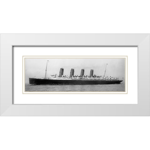 Mauretania- 1907 White Modern Wood Framed Art Print with Double Matting by Anonymous