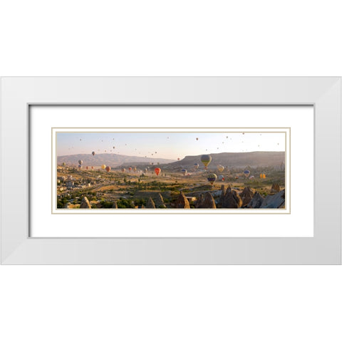 Air Balloons in Goreme, Cappadocia, Turkey White Modern Wood Framed Art Print with Double Matting by Pangea Images