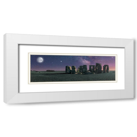 Stonehenge Moon White Modern Wood Framed Art Print with Double Matting by Pangea Images