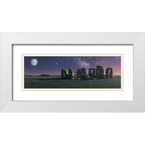 Stonehenge Moon White Modern Wood Framed Art Print with Double Matting by Pangea Images