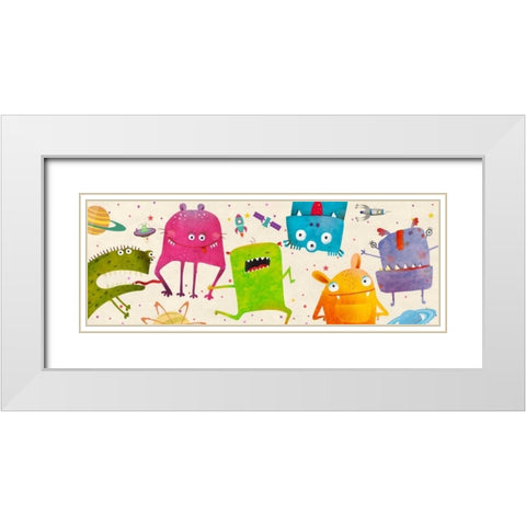Alien Friends White Modern Wood Framed Art Print with Double Matting by Teller, Skip