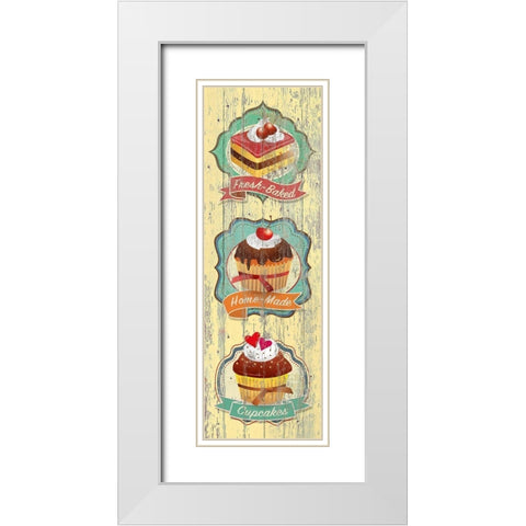 Fresh-Baked Cupcakes White Modern Wood Framed Art Print with Double Matting by Skip Teller