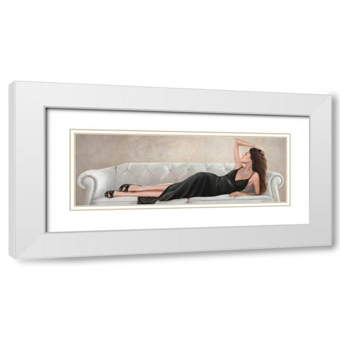 Lady Reclined White Modern Wood Framed Art Print with Double Matting by Duval, Sonya