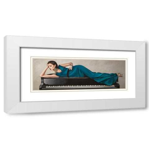 Piano Lady White Modern Wood Framed Art Print with Double Matting by Duval, Sonya