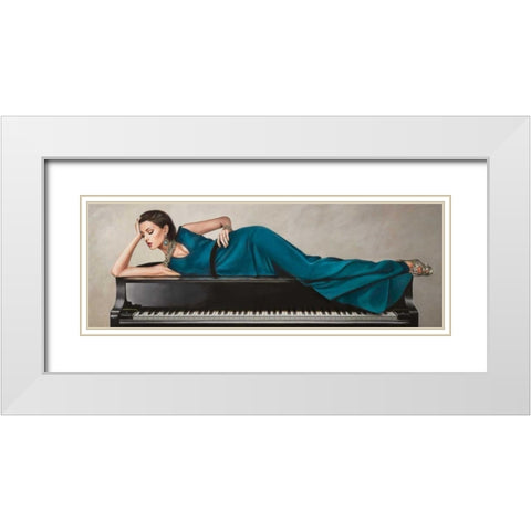 Piano Lady White Modern Wood Framed Art Print with Double Matting by Duval, Sonya