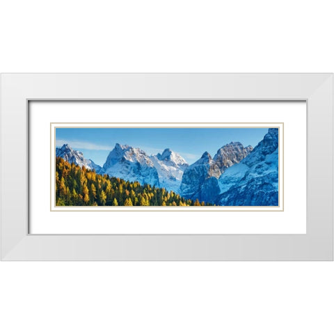 Larch forest and Cima bel Pra, Italy White Modern Wood Framed Art Print with Double Matting by Krahmer, Frank