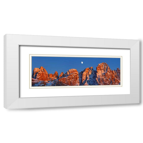 Pale di San Martino and moon, Italy White Modern Wood Framed Art Print with Double Matting by Krahmer, Frank