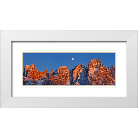 Pale di San Martino and moon, Italy White Modern Wood Framed Art Print with Double Matting by Krahmer, Frank