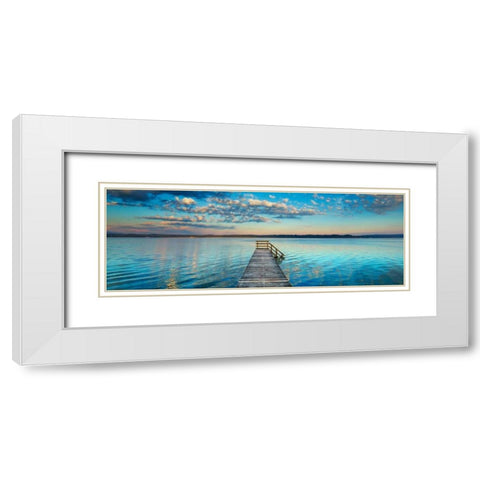 Boat ramp and filigree clouds, Bavaria, Germany White Modern Wood Framed Art Print with Double Matting by Krahmer, Frank