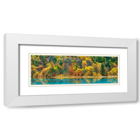 Lake and forest in autumn, China White Modern Wood Framed Art Print with Double Matting by Krahmer, Frank