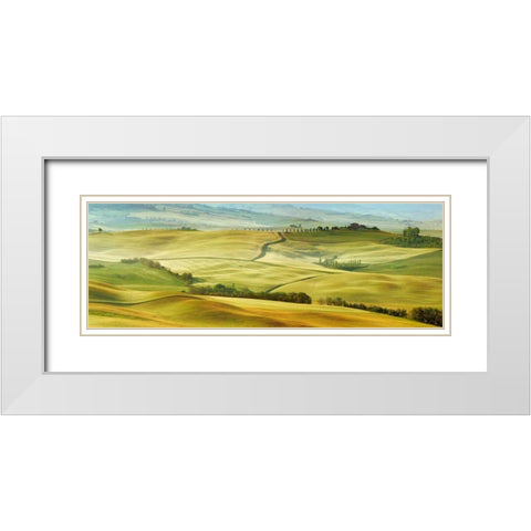 Tuscany landscape, Val dOrcia, Italy White Modern Wood Framed Art Print with Double Matting by Krahmer, Frank