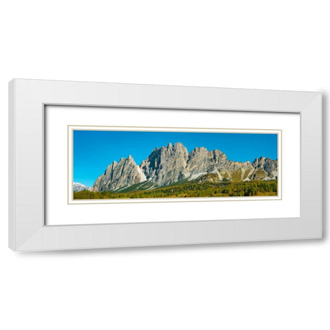 Pomagagnon and larches in autumn, Cortina dAmpezzo, Dolomites, Italy White Modern Wood Framed Art Print with Double Matting by Krahmer, Frank