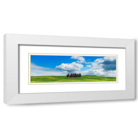 Cypresses- Val dOrcia- Tuscany White Modern Wood Framed Art Print with Double Matting by Krahmer, Frank