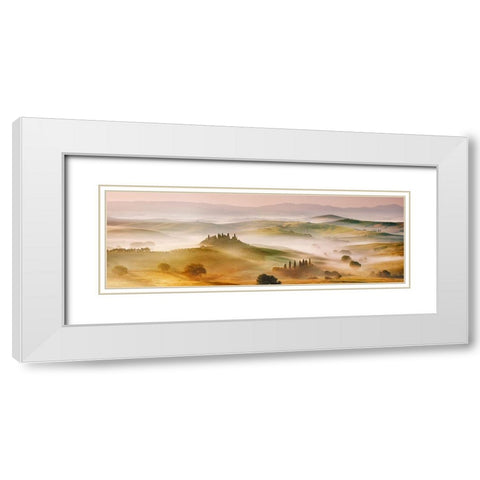 Val dOrcia panorama- Siena- Tuscany White Modern Wood Framed Art Print with Double Matting by Krahmer, Frank