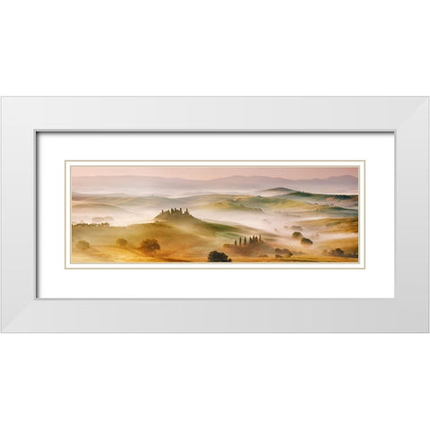 Val dOrcia panorama- Siena- Tuscany White Modern Wood Framed Art Print with Double Matting by Krahmer, Frank