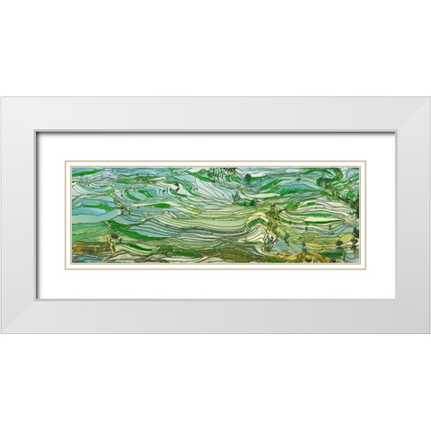 Rice Terraces- Yunnan- China White Modern Wood Framed Art Print with Double Matting by Krahmer, Frank