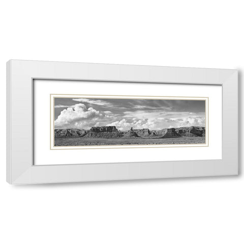 Valley Of The Gods- Utah- USA (BW) White Modern Wood Framed Art Print with Double Matting by Krahmer, Frank