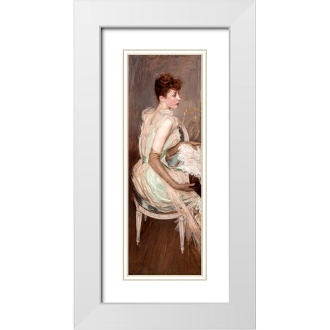 Ritratto della contessa de Leusse White Modern Wood Framed Art Print with Double Matting by Boldini, Giovanni