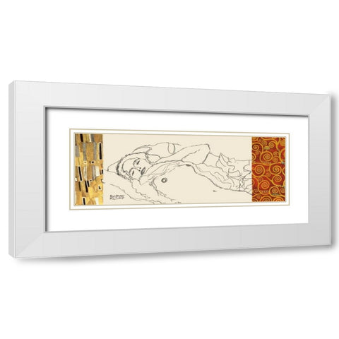 Deco Woman I White Modern Wood Framed Art Print with Double Matting by Klimt, Gustav