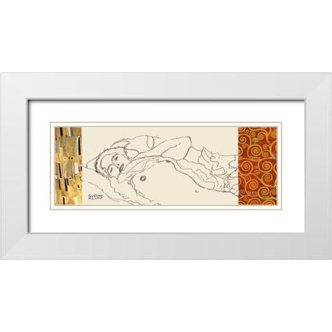 Deco Woman I White Modern Wood Framed Art Print with Double Matting by Klimt, Gustav
