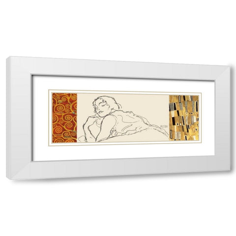 Deco Woman II White Modern Wood Framed Art Print with Double Matting by Klimt, Gustav