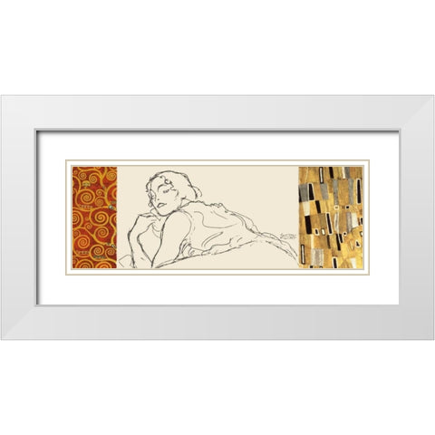Deco Woman II White Modern Wood Framed Art Print with Double Matting by Klimt, Gustav