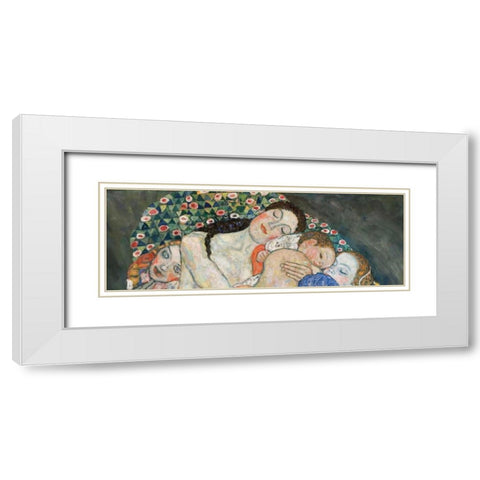 Death and Life White Modern Wood Framed Art Print with Double Matting by Klimt, Gustav