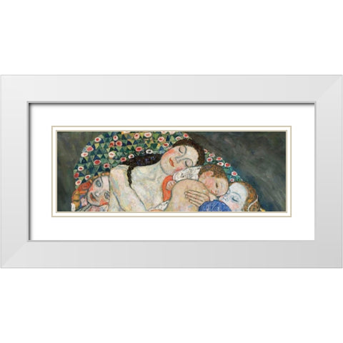 Death and Life White Modern Wood Framed Art Print with Double Matting by Klimt, Gustav