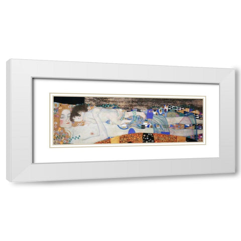 The Three Ages of Woman White Modern Wood Framed Art Print with Double Matting by Klimt, Gustav