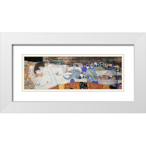 The Three Ages of Woman White Modern Wood Framed Art Print with Double Matting by Klimt, Gustav