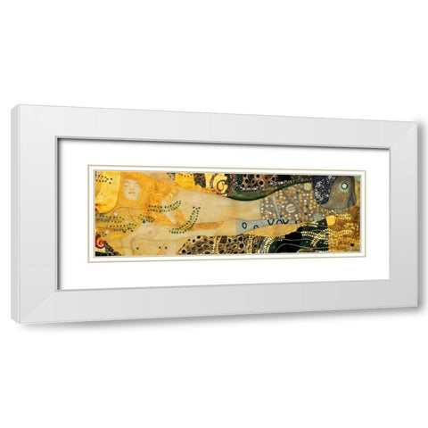 Water Serpents I White Modern Wood Framed Art Print with Double Matting by Klimt, Gustav