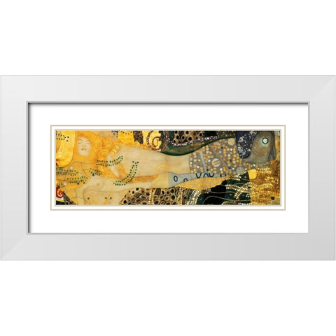 Water Serpents I White Modern Wood Framed Art Print with Double Matting by Klimt, Gustav