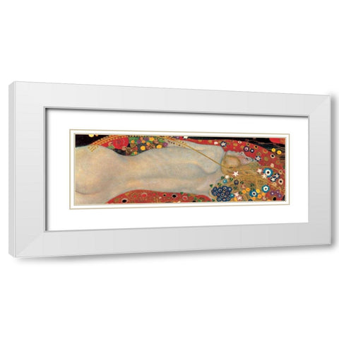 Sea Serpents I White Modern Wood Framed Art Print with Double Matting by Klimt, Gustav