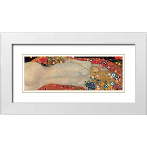 Sea Serpents I White Modern Wood Framed Art Print with Double Matting by Klimt, Gustav
