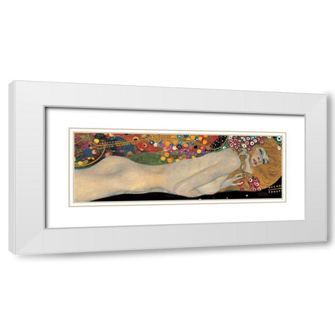 Sea Serpents II White Modern Wood Framed Art Print with Double Matting by Klimt, Gustav