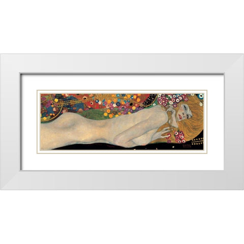 Sea Serpents II White Modern Wood Framed Art Print with Double Matting by Klimt, Gustav