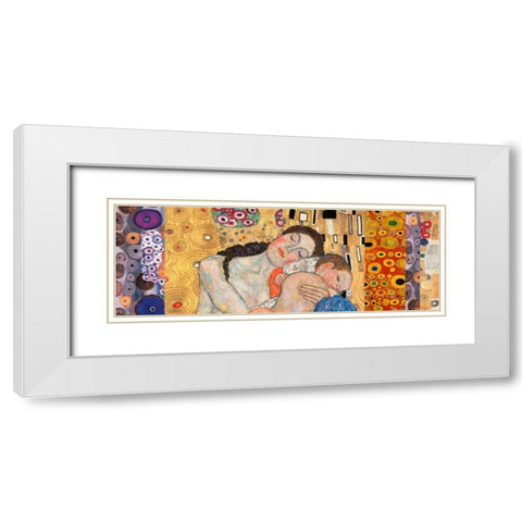 Deco Panel-Death and Life White Modern Wood Framed Art Print with Double Matting by Klimt, Gustav