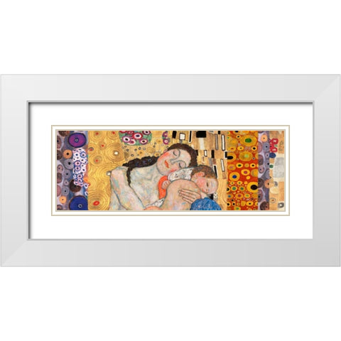 Deco Panel-Death and Life White Modern Wood Framed Art Print with Double Matting by Klimt, Gustav